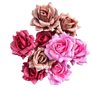 Flor de Rosa Artificial de Seda, 3 Cabezas, Malla, Decoración para Bodas y Hogar, Flor de Plástico - Product Image 5
