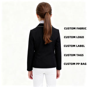 Chaqueta de Competición Ecuestre para Niños, Elástica en Cuatro Direcciones, con Franjas Blancas en Contraste, Ropa de Equitación, Chaqueta para Exhibición Ecuestre Infantil - Product Image 2