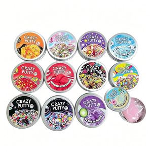 Kids Clear <b>Slime</b> Putty <b>Toy</b> Mini Aluminum Tin Random Color Assorted Style Supermarket Shelf Retail Counter Display Jar - Product Image 1