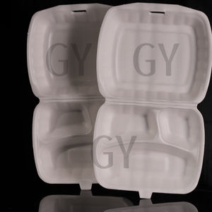 Boîte à grille plate boîte à trois compartiments boîte rectangulaire boîte de petit déjeuner boîte de restauration rapide contenants alimentaires en mousse jetables - Product Image 1