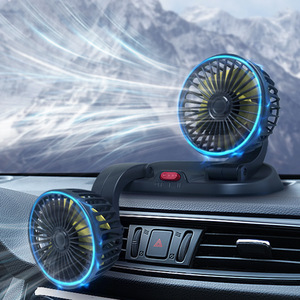 Car <b>Fan</b> USB/12V/24V Double-<b>head</b> Adjustable 360. Car <b>Fan</b> Silent 2-speed Multi-functional Temporary Parking Card Car <b>Fan</b> - Product Image 2