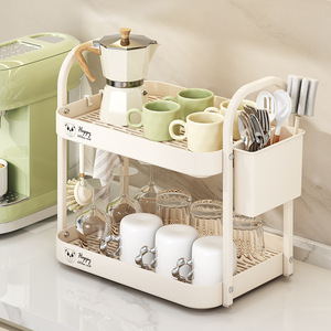 ชั้นวางแก้วน้ำสองชั้นรูปฉลามทะเลพร้อมที่ระบายน้ำสำหรับใช้บนโต๊ะในครัว - Product Image 2