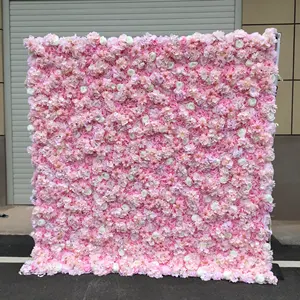 8ft x 8ft индивидуальный 5D сценический искусственный Шелковый розовый дешевый рулонный белый цветочный настенный фон для свадебного декора
