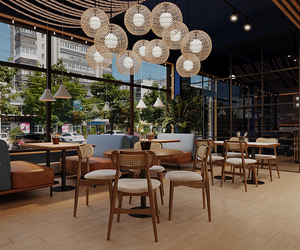 Sang trọng bọc nhà hàng ghế đặt rắn khung gỗ thương mại khách sạn nhà hàng cà phê Cửa hàng đồ nội thất bàn và ghế - Product Image 1