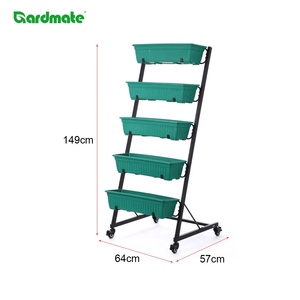 Support de Jardinière sur Roues à 5 Niveaux en Métal pour Jardin Domestique – Durable et Écologique pour Fleurs, Légumes, Herbes et Lits de Culture Surélevés - Product Image 4