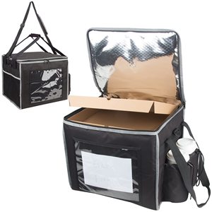 Sac de livraison de pizza isotherme robuste de 14 pouces, panier souple pliable à bandoulière avec porte-gobelet pour le camping et la livraison de repas - Product Image 2