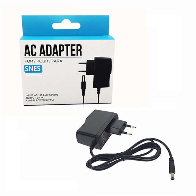 Super for Nintendo SNES AC Adaptor Power Supply Charger 9V 1A Output with EU Plug NES Charging Power Lead