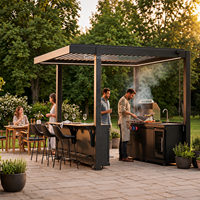 Pergola bioclimatique à lames orientables Greenawn en aluminium, toit à lames orientables, gazebo de jardin, cuisine extérieure