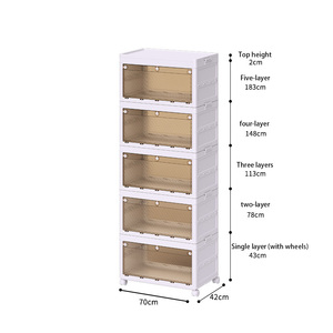 Armoire <span class=keywords><strong>de</strong></span> rangement multifonctionnelle transparente pour chaussures et vêtements, armoire pliable à usage ouvert, boîte <span class=keywords><strong>de</strong></span> rangement sans installation - Product Image 3