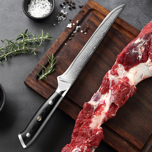 Xyj couteau à filet à désosser japonais, ustensile de cuisine en acier VG10 damas couteau de boucher, <span class=keywords><strong>dinde</strong></span> bœuf noir, couperet à manche G10 de 6 pouces - Product Image 5