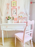 Coiffeuse rose sculptée de style français avec tiroir pour chambre à coucher