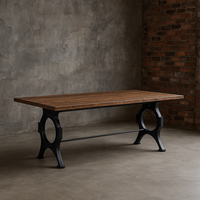 Mesa de Bar de Madera Maciza de Mango |   Mesa de Bar Industrial con Base de Metal Cruzada |   Muebles Modernos para Bares y Restaurantes, Tamaño Personalizado