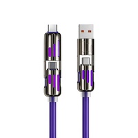 Câble de données USB Type-C rotatif à double tête 4 en 1, 240W PD, charge rapide haute puissance, compatible avec les appareils