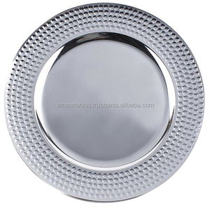 Beaded Border Charger Chrome Finishing Charger <b>Plate</b> in Metal Classic Charger <b>Plate</b> <b>Dishes</b> <b>Plates</b> - Product Image 6