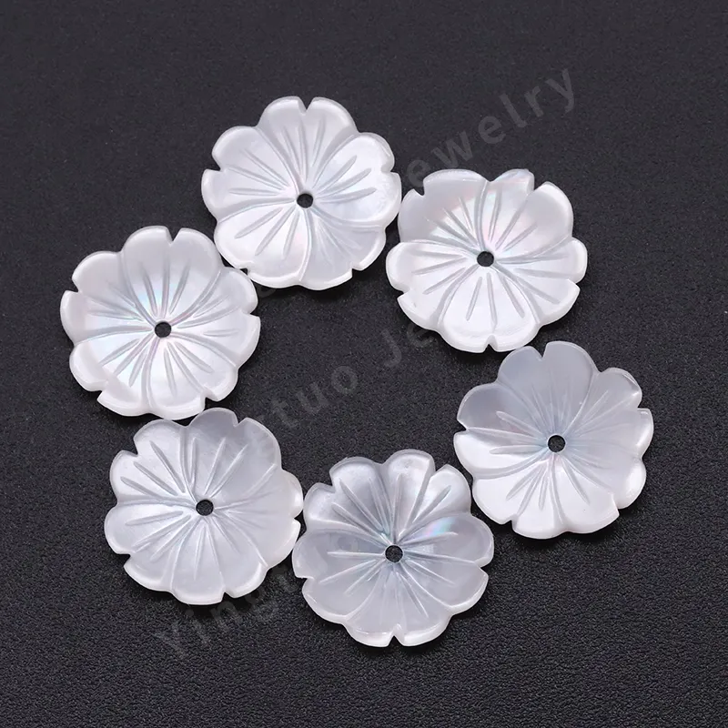 Factory Price Flower Beads Loose Natural White Shell Stone with Drills