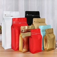 Sachet de thé noir premium à fond plat scellé sur huit côtés, pochette cadeau autoportante en aluminium haute barrière, sac à fermeture éclair épaissi