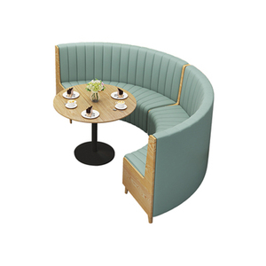 Conjunto de Muebles de Asientos de Cuero PU Verde con Laterales de Madera Sólida, Banqueta Vertical con Canales para Restaurante, Cafetería, Hotel - Product Image 6