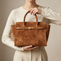 Sac fourre-tout personnalisé en daim et cuir véritable pour femme, style vintage de luxe, avec poignée supérieure, OEM ODM, partenaire à long terme