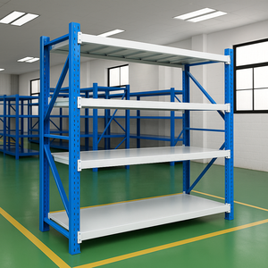 Estantería Industrial de Acero Azul y Blanco de Alta Resistencia, Unidad de Estantería Metálica <span class=keywords><strong>con</strong></span> Gran Capacidad de Carga <span class=keywords><strong>para</strong></span> Almacén y Taller - Product Image 4
