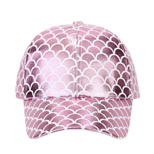 เด็กเบสบอลหมวกสิทธิบัตรหนังพิมพ์สีชมพู<span class=keywords><strong>Mermaid</strong></span> Scalesหมวกพ่อปรับแฟชั่นกีฬาสบายๆสําหรับสาวน้อยหมวก - Product Image 2