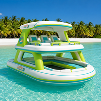 Île flottante gonflable, bar aquatique, château aquatique, plateforme avec hamac aquatique et canapé pour les vacances à la plage, les stations balnéaires et les lacs.
