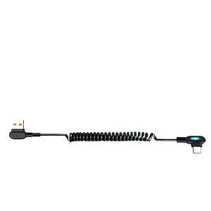 Cable de Carga USB 2.0 Retráctil en Espiral Personalizado, Tipo-C con Ángulo Izquierdo/Derecho de 90 Grados, Núcleo de Cobre y Revestimiento de Goma, 500 mm - Product Image 2