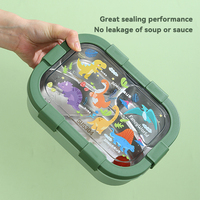 Boîte à lunch bento 800 ml pour enfants, en plastique et acier inoxydable 304, 2 compartiments, motif dessin animé, pour la maison