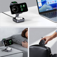 Chargeur sans fil magnétique 3-en-1 portable, pliable et flexible, 25W, charge rapide QC3.0 Type-C, support de charge ABS mini pour chevet