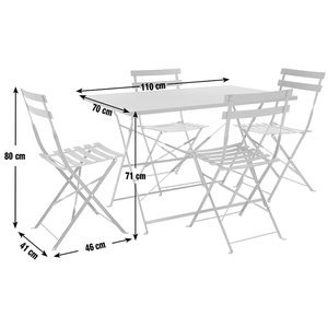 Ajunion 4 chỗ ngồi gấp kim loại Patio đặt thép vườn đặt gấp bàn và ghế ngoài trời Bistro Bộ - Product Image 3