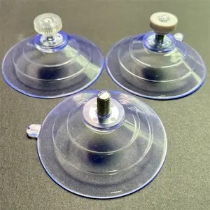 M4 M5 M6 M8 Strong Screws Transparent PVC Threaded Suction Cup with screw for Glass Table