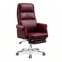 Chaise de bureau pivotante ergonomique moderne de luxe léger en cuir véritable de FoShan, avec dossier haut, design épuré et confort optimal