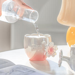 Chaozhou Ceramic Cherry Blossom <b>Mug</b> Pink Purple Blue With Handle For Coffee Gift Present 60 Boxes Set - Product Image 2