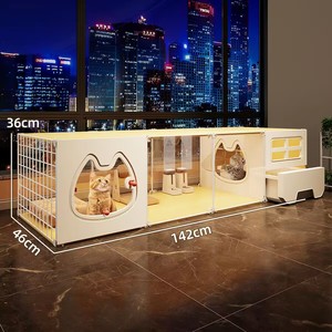 Villa pour chien en bois de style mobilier de luxe |   Nichoir d'intérieur pour chien avec <span class=keywords><strong>toilette</strong></span> séparée |   Montage facile et matériau imperméable. - Product Image 4