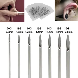 100pcs/kotak 10/12/13/14/16/18/20G Jarum Tindik Tubuh Steril Sekali Pakai Jarum Tindik Tato Medis - Product Image 5