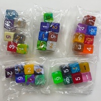 Dés à jouer de jeu de société en acrylique transparent multicolore gravé, écologique, 16 mm, 7 pièces/sac, coins carrés, Dungeons & Dragons D6