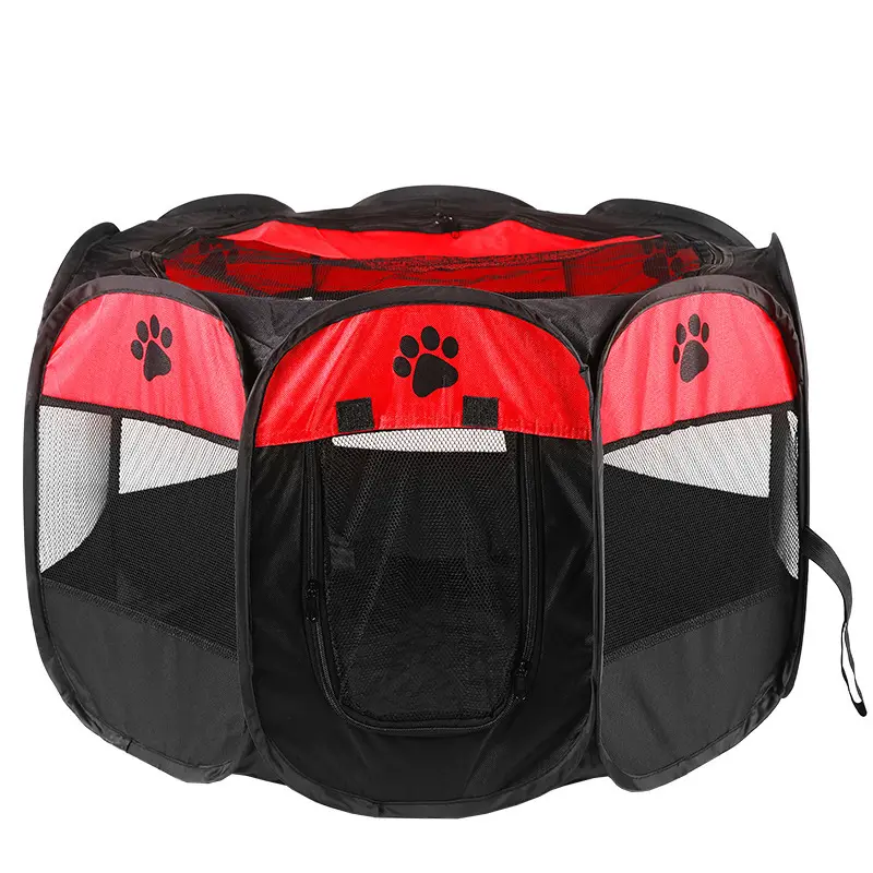 Removable Zipper Top Portable Pet Playpen Pet Puppy Dog Playpen Exercise Pen Kennel 600d Oxford Cloth Pink for Dog and Cat