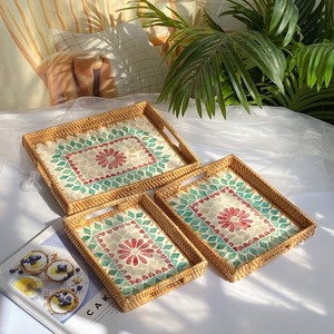 Keranjang rotan Hotel Rumah Tangga baki penyimpanan anyaman buah permen makanan ringan roti rotan cangkang nampan rotan Safflower - Product Image 5