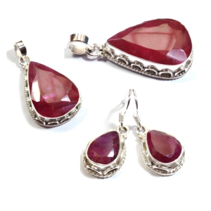 Red Quartz 925 Sterling Silver Pendant Earrings Jewelry Set Handmade Gemstone Design For Women Wholesale Fashion - Product Image 1