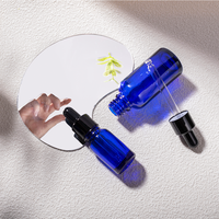10ml 20ml 30ml 50ml 100ml brillant givré cosmétiques huile essentielle sérum bleu clair flacons compte-gouttes en verre