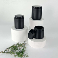 Pot à bougie en verre vide noir mat de 100 ml avec couvercle en métal - En stock avec emballage individuel en boîte en papier