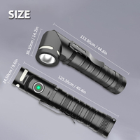 Lampe torche EDC puissante en alliage d'aluminium, rechargeable par USB, avec queue rotative magnétique, faisceau réglable, portée 150M, IP44, 1400 Lumens, Spot