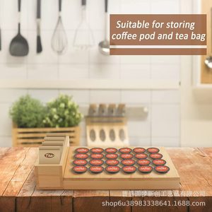 Estante de almacenamiento de cápsulas de café de madera para mostrador de cafetería, estante de almacenamiento de cápsulas de café y bolsitas de té de madera, organizador de bolsitas de té. - Product Image 1
