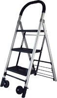 Échelle pliable intelligente à 3 marches, chariot à main 2-en-1 avec deux roues pliables FW-71