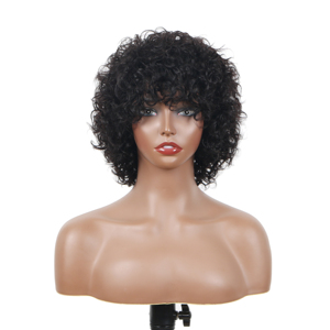 Perruques courtes ondulées <span class=keywords><strong>afro</strong></span> de 6 pouces, fabriquées à la machine en Pérou, pour femmes noires, <span class=keywords><strong>cheveux</strong></span> ondulés non-Remy - Product Image 2