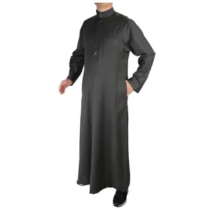 두꺼운 Daffah Qamis Caftan Jubah Jalabya 민족 아랍 원피스 Thobs 이슬람 의류 남성 라마단 선물을 배송 준비