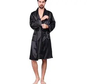 RTS MOQ basso mens vestito per gli uomini loungewear veste mens pigiama di seta robe di notte dell'anca