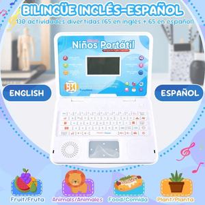 Ordinateur portable bilingue pour enfants <span class=keywords><strong>anglais</strong></span> et espagnol Machine d'apprentissage jouet 130 fonction éducation précoce Machine apprentissage ordinateur portable - Product Image 4