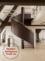 Kupfer-Akzente Wendeltreppe für Luxus-Esszimmer, Villa, Hotel, Apartment, Handgefertigte Schmiedeeiserne Treppe mit Sicherheitsgeländer
