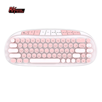 Royal Kludge RK Keyboard Gamimg Nirkabel Led Warna Bulat Keyboard Kustom Thai Bahasa Keycaps Pink Keyboard Lucu Mekanik
