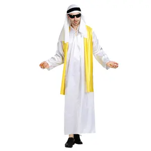 Người Đàn Ông Của Sang Trọng Halloween Đảng Cosplay Trang Phục Thiết Lập Arab Trắng Áo Hoàng Tử Ả Rập Trang Phục Cho Nam Giới